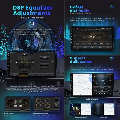 유니버설 2 Din QELD/IPS 터치 스크린 라디오 플레이어 Carplay와 스플릿 스크린 기능