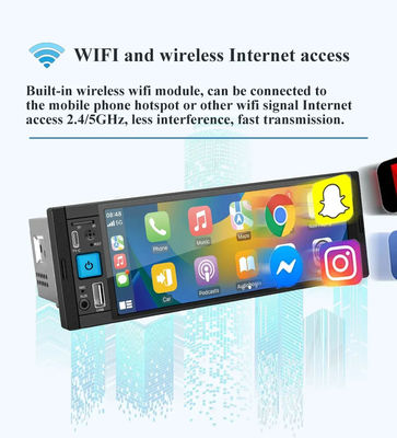 유선 카플레이/안드로이드 오토 와이파이 블루투스 핸드리스 GPS FM USB HD 터치 스크린 MP5 플레이어 1DIN 6.86 인치 안드로이드 자동차 라디오