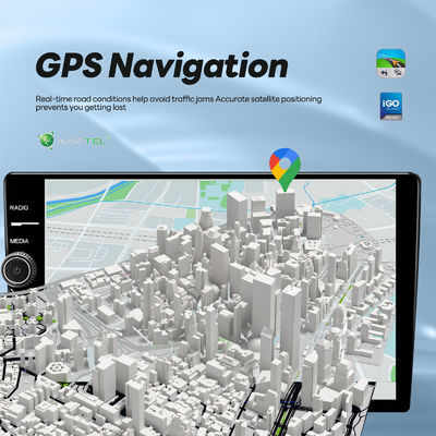 유니버설 9 10인치 듀얼 딘 자동차 비디오 안드로이드 GPS 8-코어 4 64GB 4G 카플레이 DSP/RDS