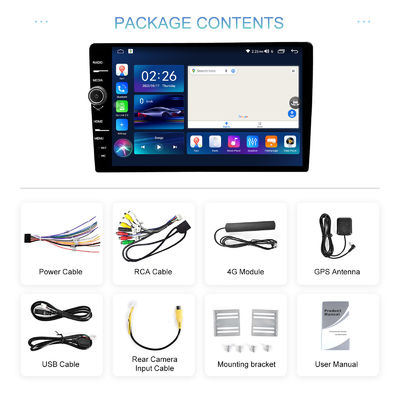유니버설 9 10인치 듀얼 딘 자동차 비디오 안드로이드 GPS 8-코어 4 64GB 4G 카플레이 DSP/RDS