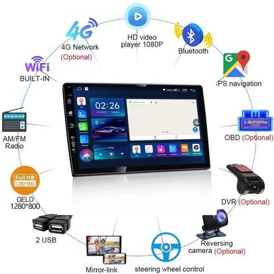 9인치 자동차 DVD 플레이어 안드로이드 네비게이션 6 128 GB 4G 와이파이 GPS Dsp Rds AM 이중 딘 자동차 라디오