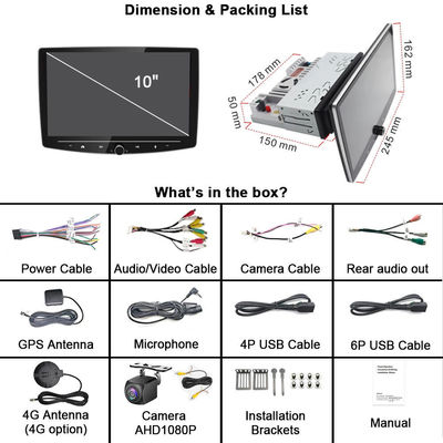 유니버설 10" 안드로이드 12 자동차 스테레오 라디오 GPS 내비게이션 카플레이 안드로이드 오토 2G 32G 블루투스